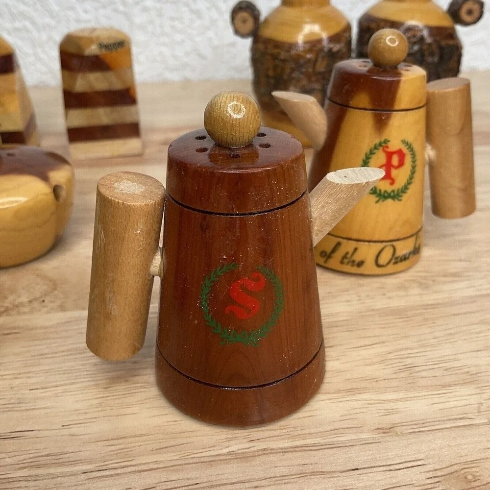 VTG‎ Handmade Lassen Volcanic National Park Lot 8 Salt Pepper Shakers USA Wooden